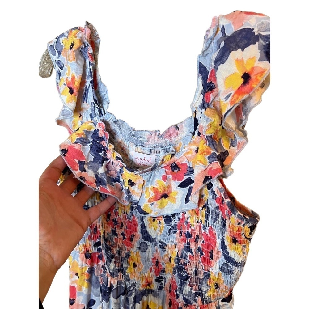 Isabel Maternity Womens Size S Multi-Color Floral Smocked Tiered Maxi Dress - Picture 5 of 8
